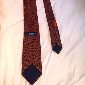 Hermès Silk Orange and Navy Tie